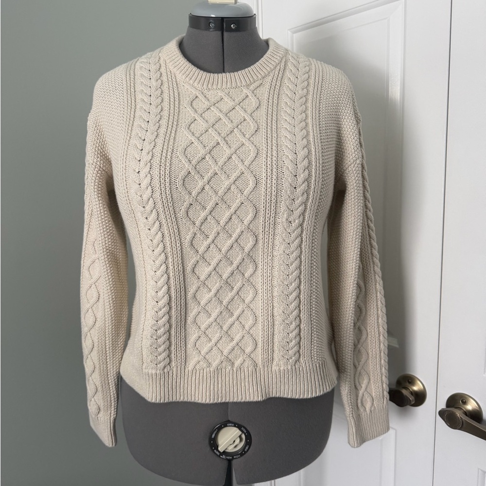 J. Crew Factory Ivory Cable Knit Sweater M